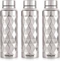 NIRLON Stainless Steel Fridge Water Bottle 1000 ml Steel Bottle (Pack of 3, Silver)
