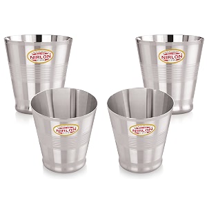 nirlon stainless steel heavy gauge glass set of 4 250ml