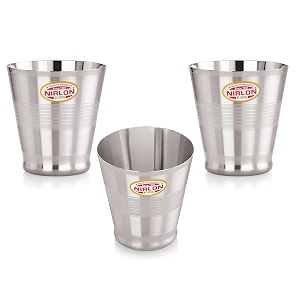 nirlon stainless steel heavy gauge glass set of 3 250ml
