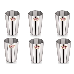 nirlon stainless steel long heavy gauge glass set of 6 350ml