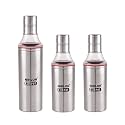 NIRLON LEAK PROOF STAINLESS STEEL OIL POT 1000ML, 600ML, 600ML COMBO PACK OF 03