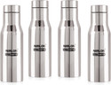 NIRLON Xing Bottle Single Wall Stainless Steel Water Bottle 1000 ml Steel Bottle (Pack of 4, Silver)