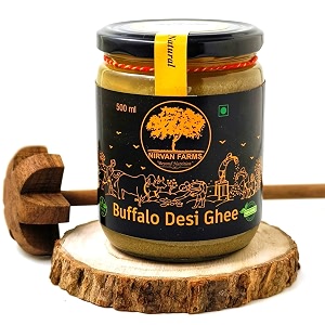 nirvan farms pure buffalo desi ghee- a2 bilona fresh and natural 2 litre white