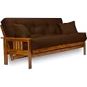 Nirvana Futons Stanford Futon Set - Full Size, Frame, 8" Mattress, Microfiber Sussex Fudge Cover