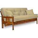 Stanford Futon Set - Queen Size, Frame, 8" Mattress, Twill Ivory Cover