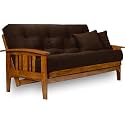 Nirvana Futons Westfield Futon Set - Full Size, Frame, 8" Mattress, Microfiber Sussex Fudge Cover