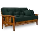 Nirvana Futons Westfield Futon Set - Full Size, Frame, 8" Mattress, Twill Hunter Green Cover