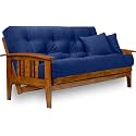 Nirvana Futons Westfield Futon Set - Queen Size, Frame, 8" Mattress, Twill Royal Blue Cover
