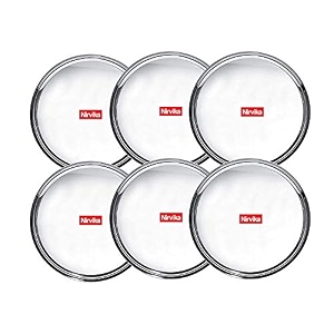 stainless steel 6pc thali plate13 inch kitchenware set ideal for home restaurants and family use silver