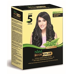 nisha black hair color dye henna based natural black hair color dye for men women 10 minutes quick color 100 hair coverage natural black color hair dye ammonia free hair dye 6 sachet of 10g each