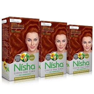 nisha copper red hair crme color pack of 3 crme hair color for women and men highlight hair coloring long lasting with henna extracts and natural herbs pack of 3 