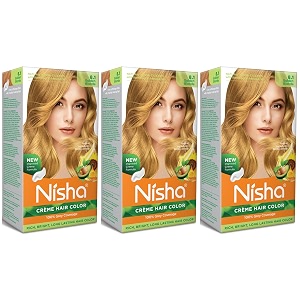 nisha crme blonde hair color 81 golden blonde 90ml  60gm pack of 3 