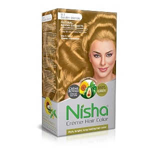 nisha creme hair color golden blonde permanent hair colour for women men ultra soft deep shine 100 grey coverage 81 golden blonde hair colour 60gm60ml18ml