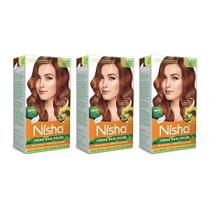 nisha creme hair color permanent hair colour golden brown silky amp shiny 100 grey coverage amp ammonia free color with natural henna extract 60g60ml