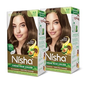 nisha creme hair color permanent hair colour light brown silky amp shiny 100 grey coverage amp ammonia free color with natural henna extract 60g60ml