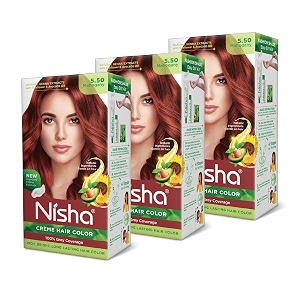 nisha crme hair color 55 mahogany  60ml  60gm pack of 3 