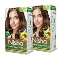 Nisha Creme Hair Color, Permanent Hair Colour Light Brown, Silky &amp; Shiny 100% Grey Coverage &amp; Ammonia Free Color With Natural Henna Extract, 60G+60Ml
