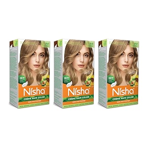 nisha creme hair color permanent hair colour light blonde silky amp shiny 100 grey coverage amp ammonia free color with natural henna extract 60g60ml