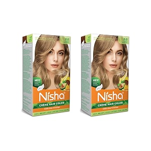 nisha creme hair color permanent hair colour light blonde silky amp shiny 100 grey coverage amp ammonia free color with natural henna extract 60g60ml