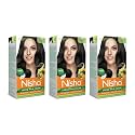Nisha Creme Hair Color, Permanent Hair Colour Natural Black, Silky &amp; Shiny 100% Grey Coverage &amp; Ammonia Free Color With Natural Henna Extract, 60G+60Ml