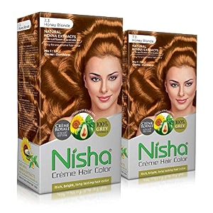 nisha crme hair colour honey blonde hair colour for men and women hair highlight coloring with henna extracts pack of 2 