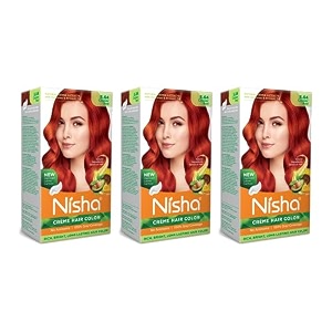 nisha cream hair color 120 mleach with rich bright long lasting shine hair color no ammonia cream formula smooth care for your precious hair copper red 564 pack of 3 