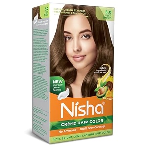 nisha cream hair color no ammoniacream formula 60gm60ml each pack light brownpack of 1