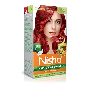 nisha cream hair color with the benefits of natural henna extracts sunflower amp avocado oil easy to use hair color 150ml pack of 1 flame red 