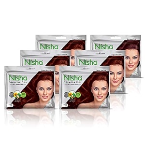 nisha cream hair color rich bright long lasting hair colouring for ultra soft deep shine 100 grey coverage conditioning with natural herbs copper red 40gm pack of 6