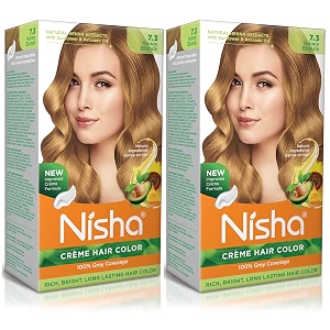 nisha cream hair color with rich bright long lasting shine hair color honey blonde 73 100 ml each- pack of 2 