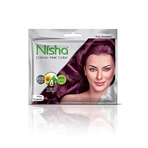 nisha cream hair color rich bright long lasting hair colouring for ultra soft deep shine 100 grey coverage conditioning with natural herbs wine burgundy pack of 3