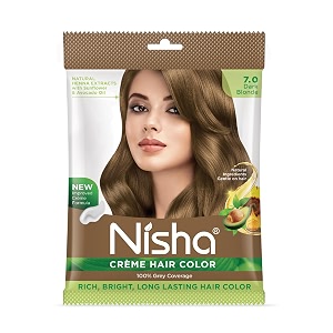 nisha cream hair color rich bright long lasting hair colouring for ultra soft deep shine 100 grey coverage conditioning with natural herbs dark blonde pack of 3