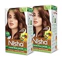Nisha Creme Hair Color, Permanent Hair Colour Natural Brown, Silky &amp; Shiny 100% Grey Coverage &amp; Ammonia Free Color With Natural Henna Extract, 60G+60Ml