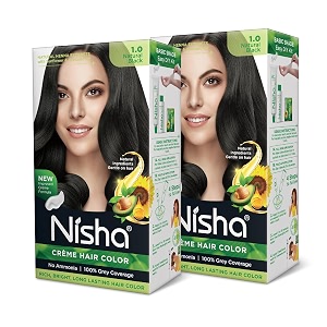 nisha cream permanent hair color no ammonia cream formula permanent fashion highlights60gm60ml each pack natural black pack of 2 