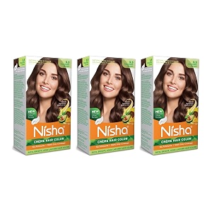 nisha cream permanent hair color no ammonia cream formula permanent fashion highlights60gm60ml each pack chocolate brown pack of 3 