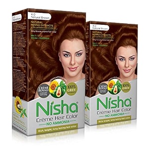 nisha cream permanent hair color no ammonia cream formula permanent fashion highlights60gm60ml each pack natural brown pack of 2 
