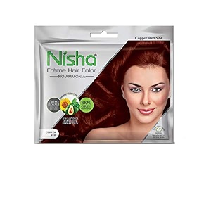 nisha copper red 564 permanent cream hair color 20gm colourant  20ml developer pack of 3