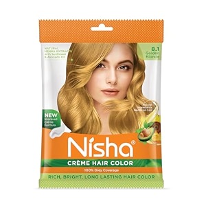 nisha golden blonde 81 permanent cream hair color 20gm colourant  30ml developer pack of 3