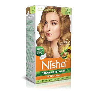 nisha creme hair color honey blonde permanent hair colour for women men ultra soft deep shine 100 grey coverage honey blonde hair colour 73 60gm60ml18ml