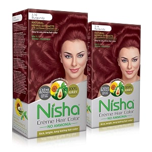 nisha creme hair color burgundy 120g pack of 2 permanent hair colour with natural henna extracts no ammonia burgundy hair colour
