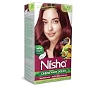 Nisha Creme Hair Color, Permanent Hair Colour Burgundy, Silky &amp; Shiny 100% Grey Coverage &amp; Ammonia Free Color With Natural Henna Extract, 60G+60Ml