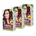Nisha Creme Hair Color, Permanent Hair Colour Burgundy, Silky &amp; Shiny 100% Grey Coverage &amp; Ammonia Free Color With Natural Henna Extract, 60G+60Ml
