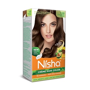 nisha creme hair color chocolate blonde permanent hair colour for women men ultra soft deep shine 100 grey coverage chocolate blonde hair colour 753 120gm pack 1