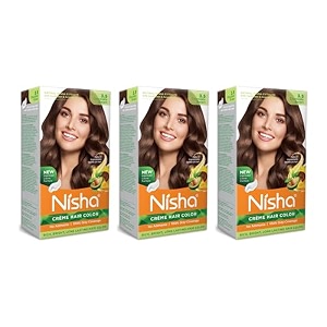 nisha creme hair color chocolate brown permanent hair colour for women men no ammonia ultra soft deep shine 100 grey coverage 35 chocolate brown hair colour 120gm pack of 3