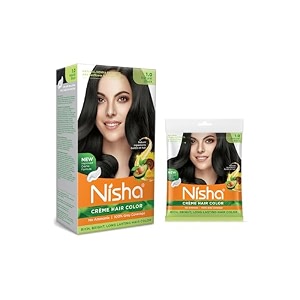 nisha creme hair color combo pack of natural black 120gm jumbo  40gm sachet pack 