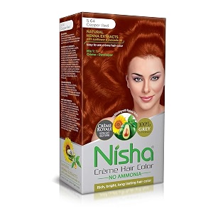 nisha creme hair color copper red permanent hair colour for women men no ammonia ultra soft deep shine 100 grey coverage copper red hair colour 564 60gm60ml18ml
