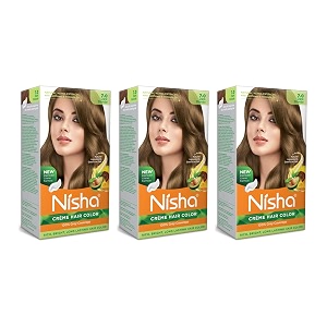 nisha creme hair color dark blonde permanent hair colour for women men no ammonia ultra soft deep shine 100 grey coverage 70 dark blonde hair colour 120gm pack of 3
