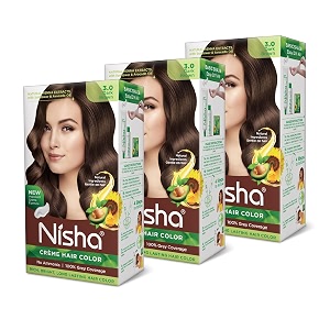 nisha creme hair color permanent hair colour dark brown silky amp shiny 100 grey coverage amp ammonia free color with natural henna extract 60g60ml