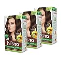 Nisha Creme Hair Color, Permanent Hair Colour Dark Brown, Silky &amp; Shiny 100% Grey Coverage &amp; Ammonia Free Color With Natural Henna Extract, 60G+60Ml