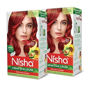 nisha cream permanent hair color permanent fashion highlights60gm90ml each pack flame red pack of 2